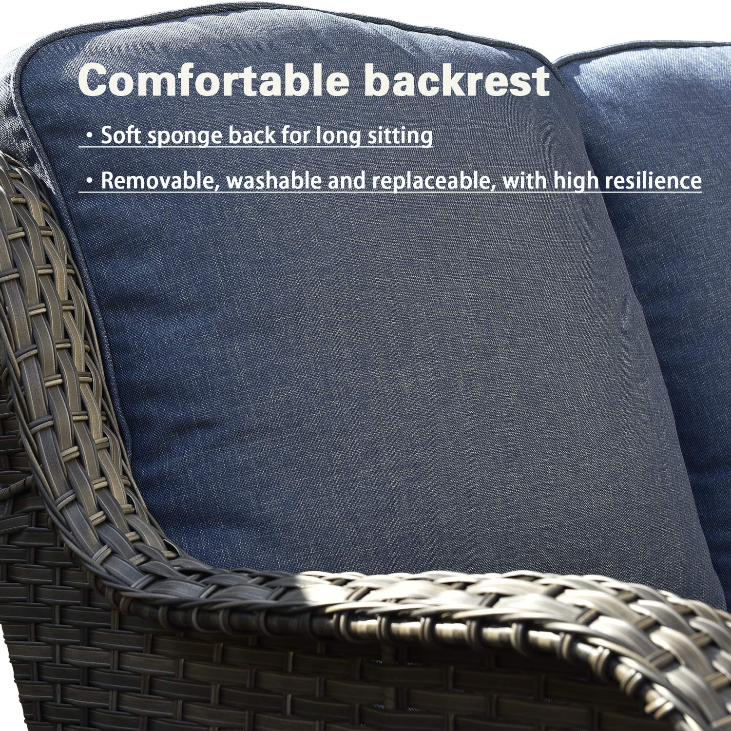 【Furniture】Patio Furniture Sets Outdoor Conversation Set All Weather Wicker High Back Couch with Ottomans