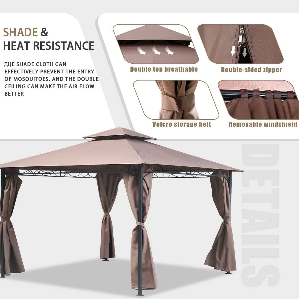 【Gazebo】10' X 13' outdoor BBQ terrace, large pavilion with party tent