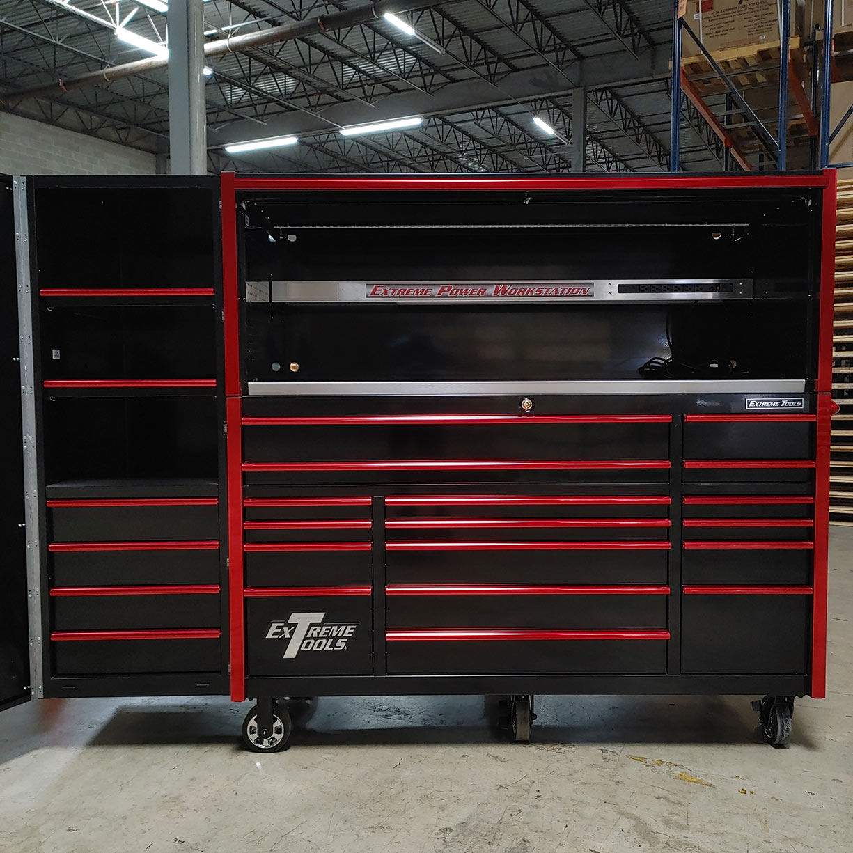 n- used toolboxScratch and Dent C Extreme Tools 72 x 30 21 Drawers Professional Roller Cabinet, Extreme Power Workstation Hutch & Side Cabinet Combo C SD-EX7230HRLBKRDn-